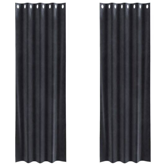 Gardiner med gardiner 2 pcs Mørke grå 140 x 260 cm Fløyel