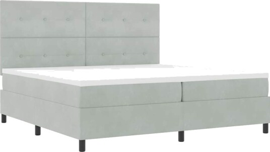  Box Spring Seng med Madrass Lys Grå 200x200 cm Fløyel