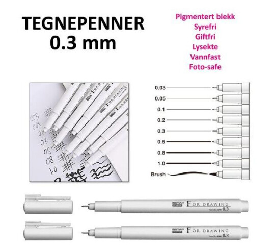 Tegnetusj Marvy 0,3 mm sort Tegnetusj Marvy 0,3 mm sort