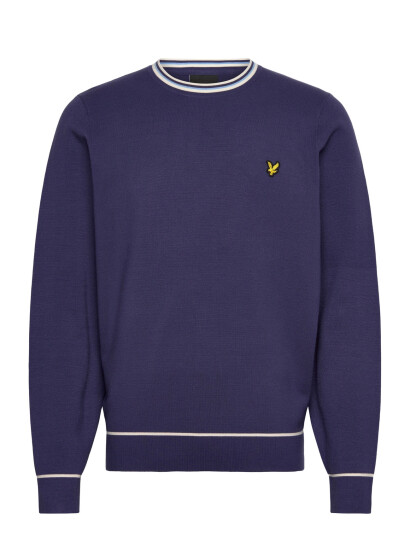 Lyle & Scott Tipped Knitted Crew Neck Jumper Navy M Lyle & Scott Tipped Knitted Crew Neck Jumper Navy M