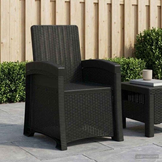 vidaXL Lenestol for hage med rattan look Antrasitt PP