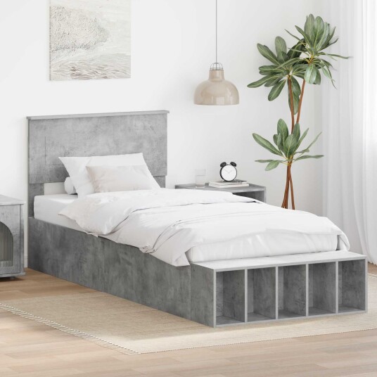 Sengestamme med hylle Betonggrå 70 x 190 cm Konstruert tre