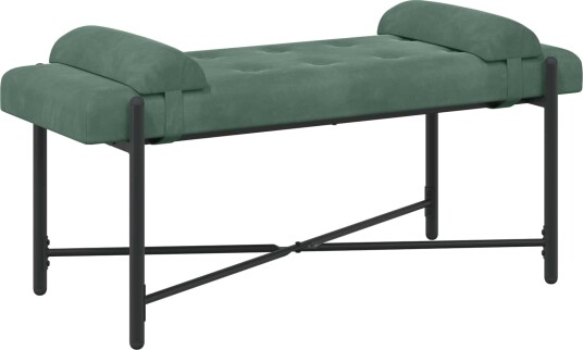 vidaXL Knappet tuftet benk med puter Havgrønn 110 x 40 x 46 cm Fløyel