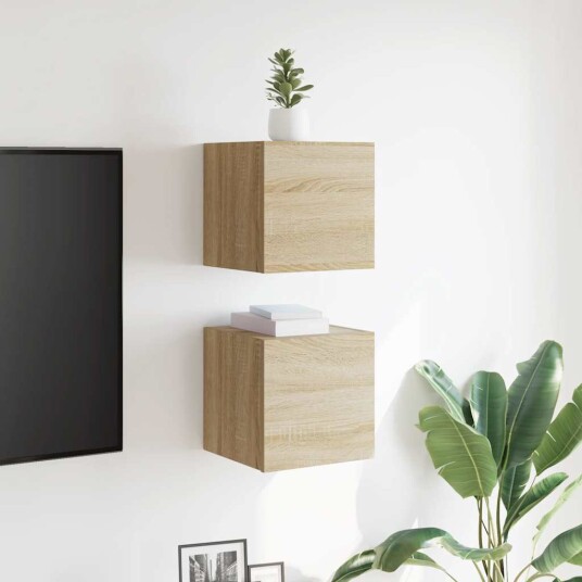 vidaXL Vegghengte TV-benker 2 stk sonoma eik 30,5x30x30 cm vidaXL Vegghengte TV-benker 2 stk sonoma eik 30,5x30x30 cm