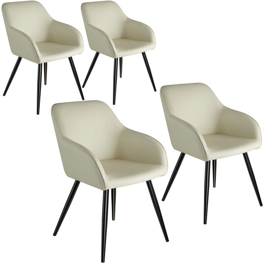 tectake 4 Stoler Marilyn tekstil - krem/svart