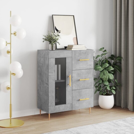 vidaXL Skjenk betonggrå 69,5x34x90 cm konstruert tre