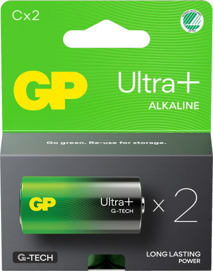 GP Ultra+ Alkalisk batteri C - 2pk - LR14 - 1,5V