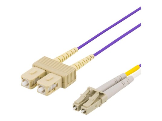 Deltaco OM4 Fiberoptisk Nettverkskabel 2m SC-SC Purpur