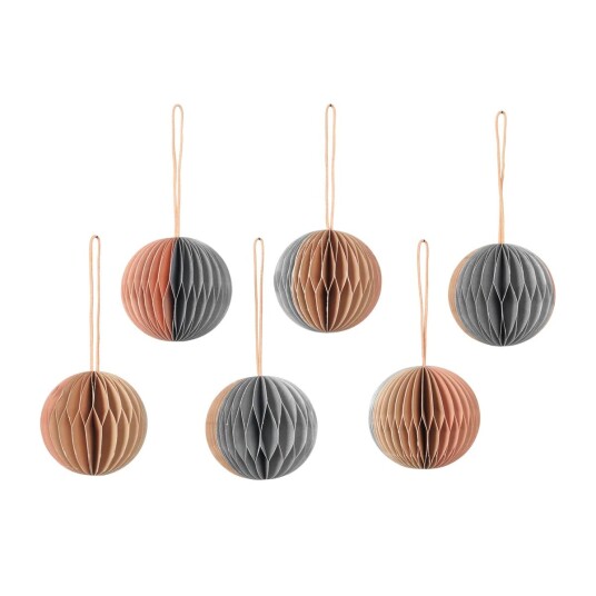 Broste Copenhagen Ball julekule honeycomb Ø 5 cm 6 deler Multi/beige Broste Copenhagen Ball julekule honeycomb Ø 5 cm 6 deler Multi/beige