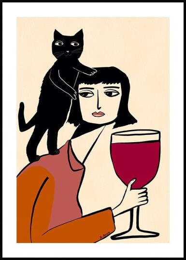 Wine and cat lover Poster Plakat / 100x150cm Wine and cat lover Poster Plakat / 100x150cm