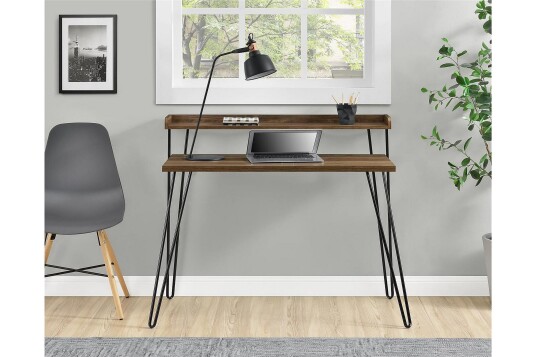 Skrivebord Haven 114 cm med Oppbevaringshylle Valnøttsbrun/S Dorel Home