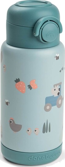 Done By Deer Insulated Straw Bottle Tiny Farm Blue 340 Ml Blue