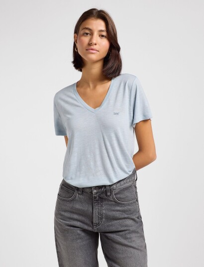 Lee Jeans V Neck Tee Blue S