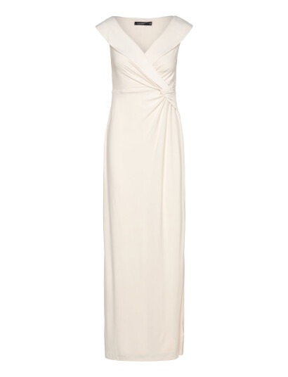 Lauren Ralph Lauren Jersey Off The Shoulder Gown Cream 44