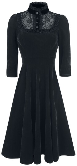 H&R London   Rockabilly Middellang kjole   Nightshade Velvet DresS til 6XL   Damer   svart