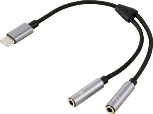 Renkforce Rf 6627280 Usb C Hankjønn 2 X 3.5Mm Hunkjønn 0,2 M Sort Grå