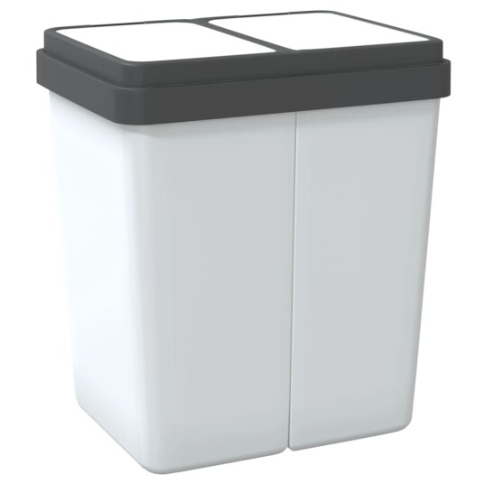 vidaXL Dobbel søppelbøtte hvit 2x25 L