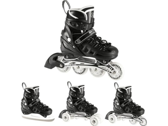 Nils Extreme Nh10905 4In1 Sort Led Rulleskøyter Størrelse. M35-38 Inline Skøyter Med Dimensjoner. The Nils Extreme Hockey Sky