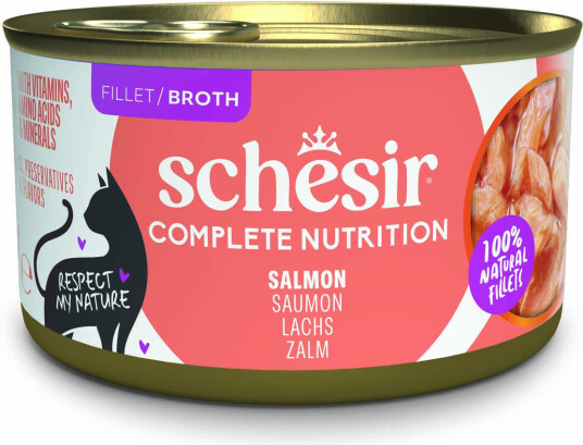 Schesir Våtfôr Complete Nutrition Filet I Buljong Laks 6 X 85 G