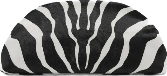 Mango Zebra-Print Leather Clutch Bag - BLACK - One Size