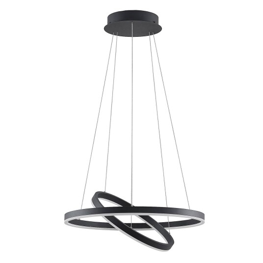 Arcchio Albiona LED-hengelampe, svart, 2 ringer