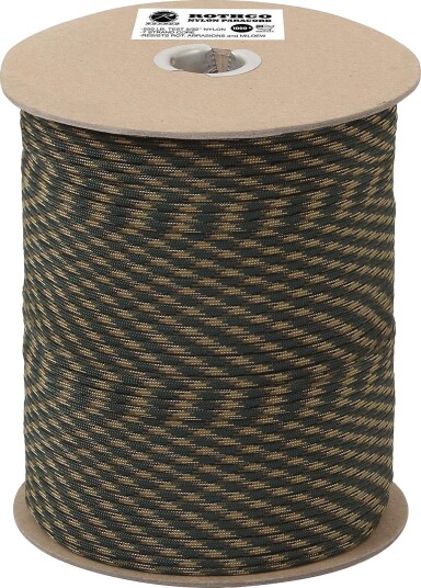 Rothco Nylon Paracord / Fallskjermsnor med 304m - 550lb Brun, Grønn