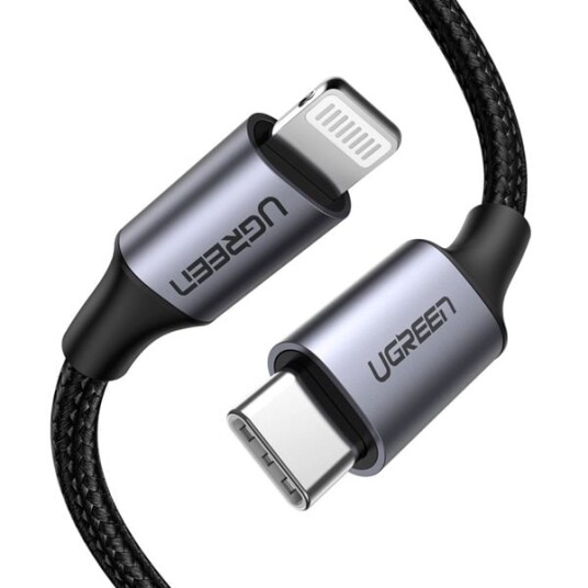 Ugreen 1m USB-C til Lightning Kabel MFi-Sertifisert Svart
