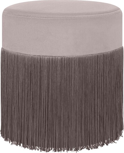 Lefurgy Sittepuff med Frynser Fløyel Beige