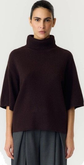 Y.A.S Emila 2/4 Roll Neck Knit Pullover Brun XXL