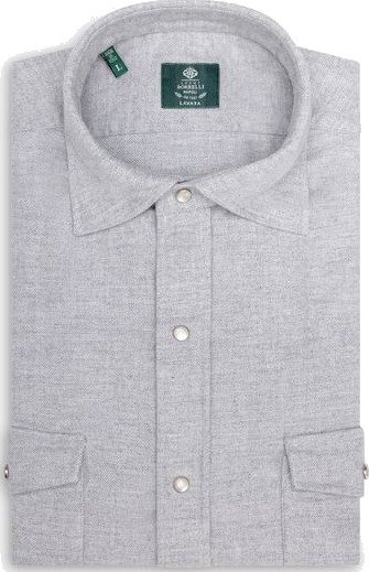 Luigi Borrelli Flanel safari shirt M grå herre