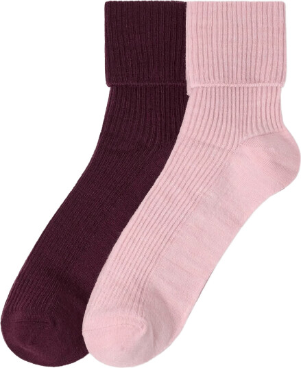 Lindex 2 Pack Ribbed Socks In Merino Wool Blend Pink 37/39