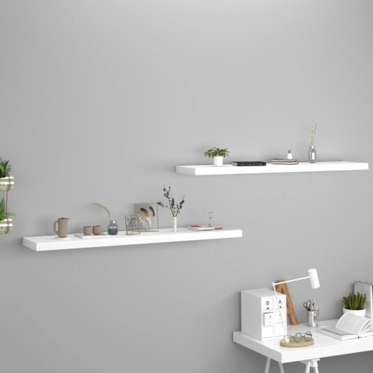 vidaXL Flytende vegghyller 2 stk hvit 120x23,5x3,8 cm MDF vidaXL Flytende vegghyller 2 stk hvit 120x23,5x3,8 cm MDF