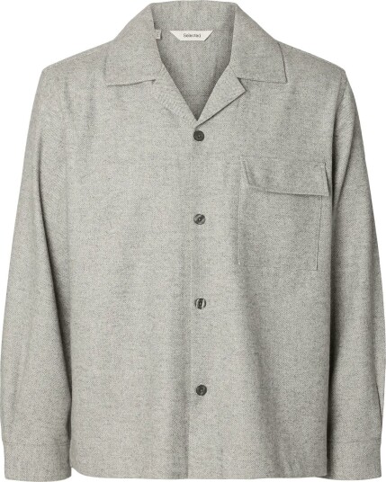 Selected Slmotto Km Hb Wool Blend Overshirt Rever MEDIUM GREY MELANGE M