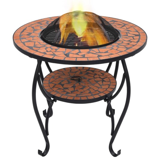 Bålfatbord mosaikk 68 cm keramikk - terrakotta