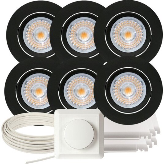 Namron Downlightpakke Alfa Led Matt Sort 6 Pk