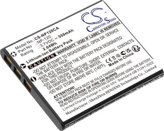 Batteri til kamera for Casio Exilim EX-S200, Exilim EX-S200BE, Exilim EX-S200BK osv.