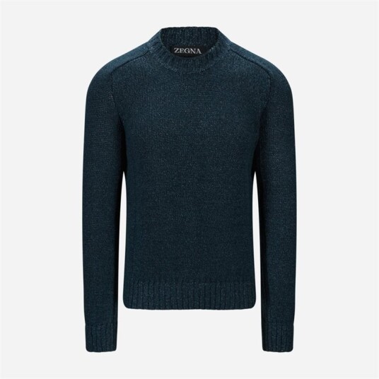 Zegna Crewneck Knitwear Dk Grn Sld