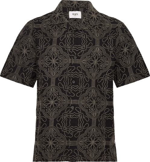 Wax London | Didcot Ss Shirt Tile Stitch Black/Green | S