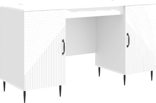 vidaXL Skrivebord Høgglans hvit 142,5 x 50 x 75 cm Konstruert tre