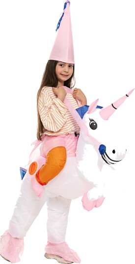 Original Cup Oppblåsbar Ridende Unicorn Barn Kostyme One size COS-LICORNE-K