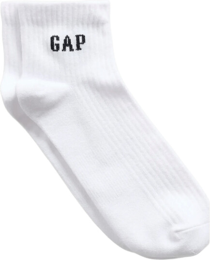 GAP Gap Logo Quarter Crew Socks - White - M/L