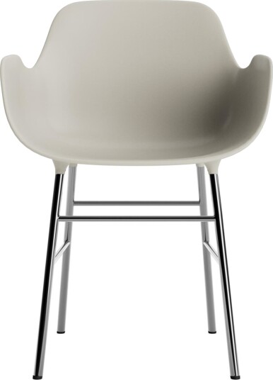 Normann Copenhagen Form Spisestuestol med Armlener Lysegrå/ Krom
