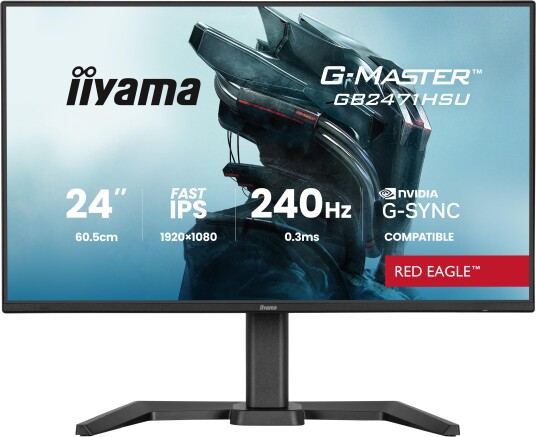 Iiyama Red Eagle GB2471HSU-B1 24" FHD Gaming Skjerm 240Hz IPS Svart