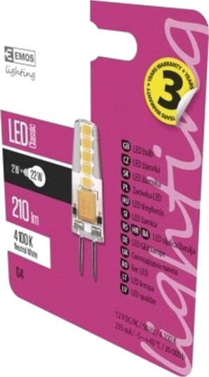 Led Pære G4 12V Jc 2W 210 Lm Nøytralhvit 4100K A++ Emos