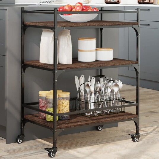 Kjøkkentralle brun eik 65x40x86,5 cm konstruert tre 842400 Kjøkkentralle brun eik 65x40x86,5 cm konstruert tre 842400