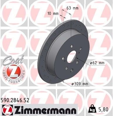 Bremseskive ZIMMERMANN 590.2846.52
