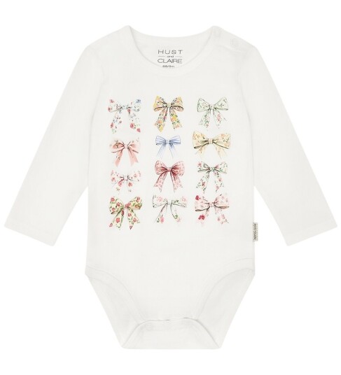 Hust and Claire Body I/e - HCBritt Bow - Ivory m. Buer - Hust and Claire - 62 - Langermet Body - Hvit
