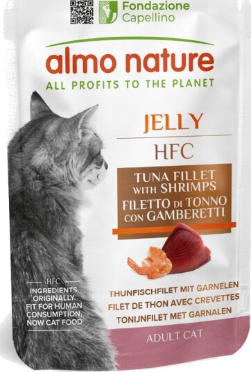 Almo Nature Hfc Våtfôr Jelly Pouch Tunfisk Filet Med Reker 6 X 55 G