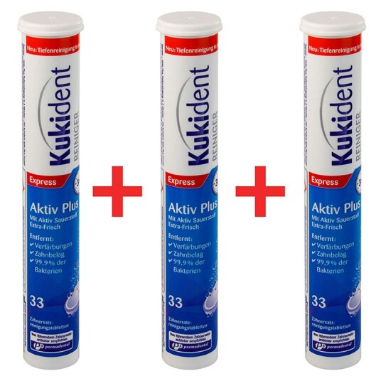 99 stk. Steradent Kukident Aktiv Plus Rensetabletter for proteser 99 stk. Steradent Kukident Aktiv Plus Rensetabletter for proteser