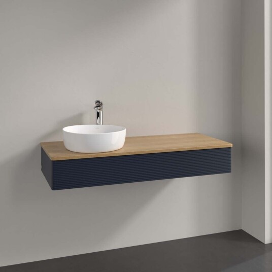 Villeroy & Boch Antao Servantskap med 1 skuff 120x50x19 cm u/lys Blå Matt/Eik